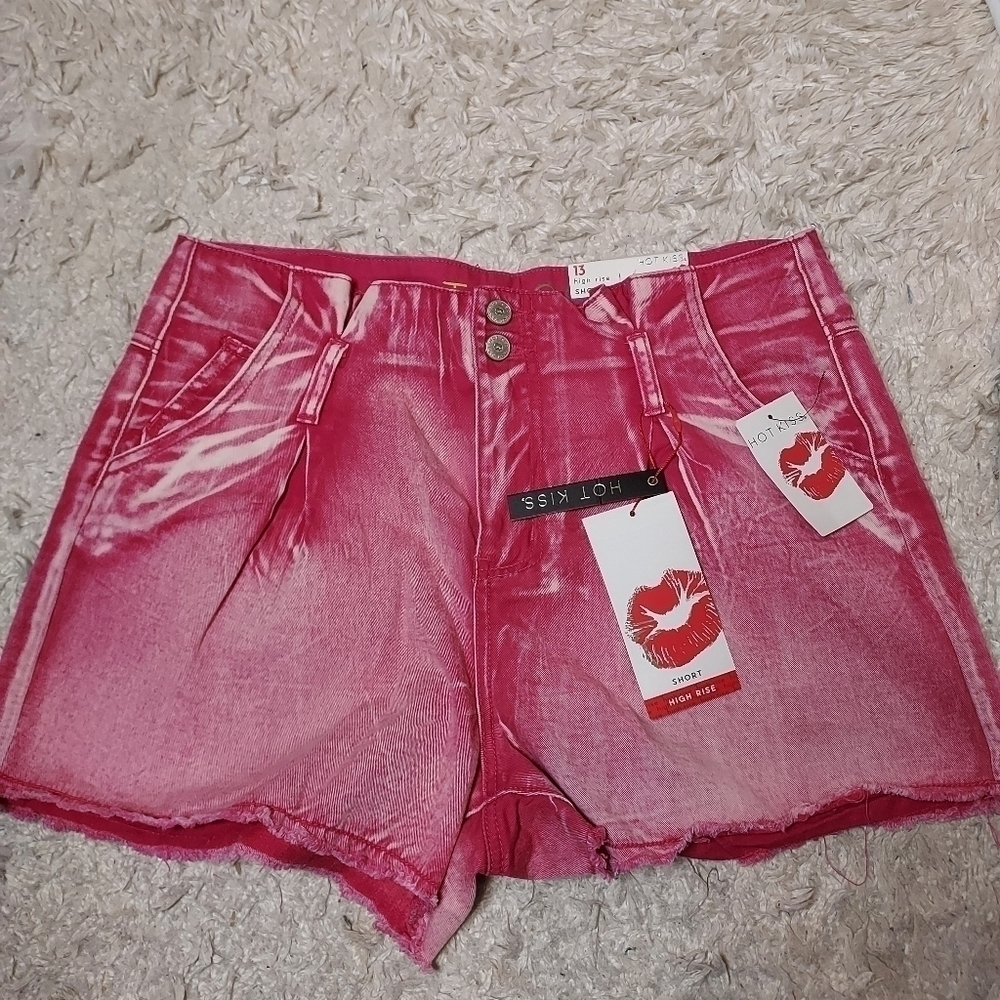 Hot kiss pink tie dye high-rise shorts